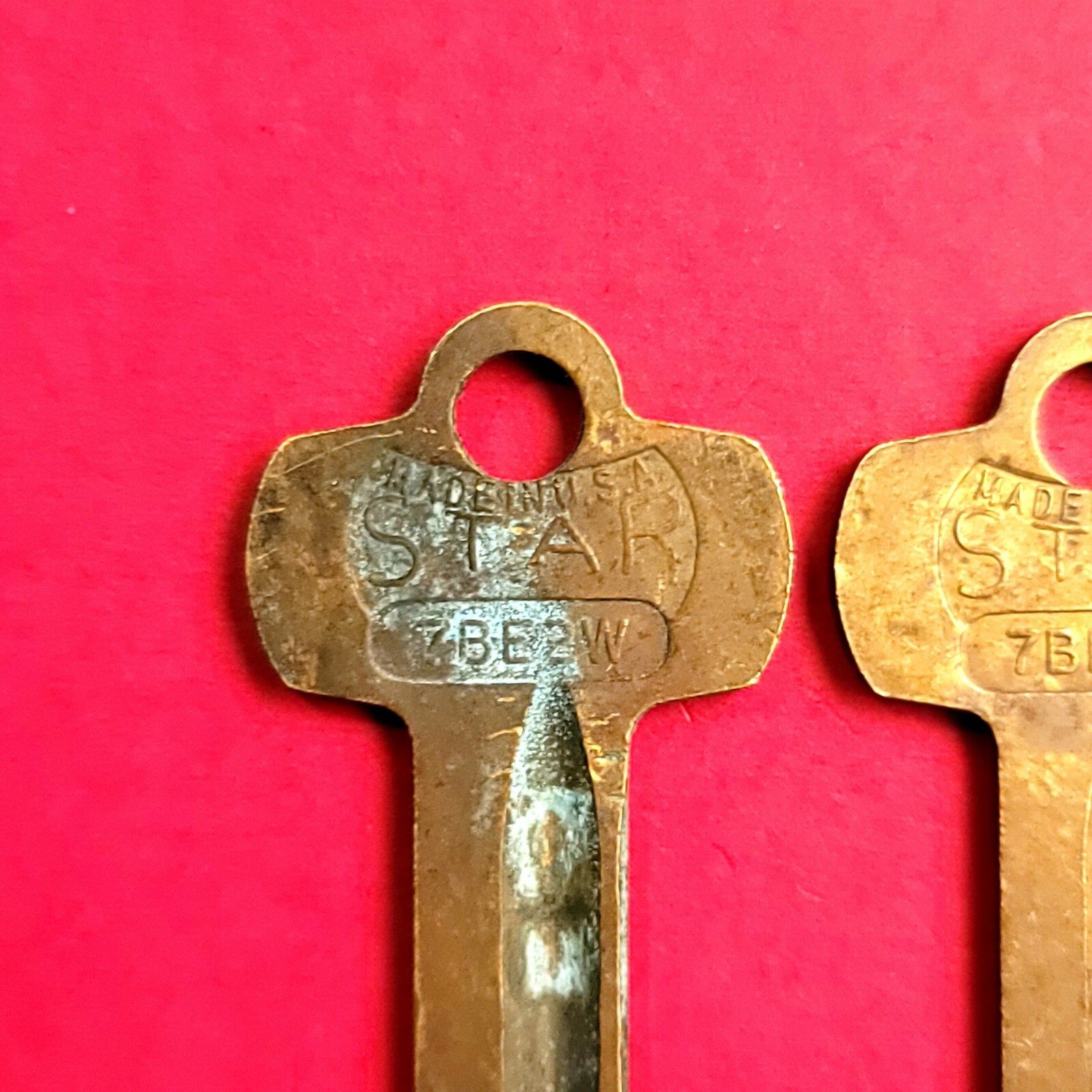 Pair of Vintage Star 7BE2W Keys Blanks Brass Keys Made in USA Steampunk Old Keys