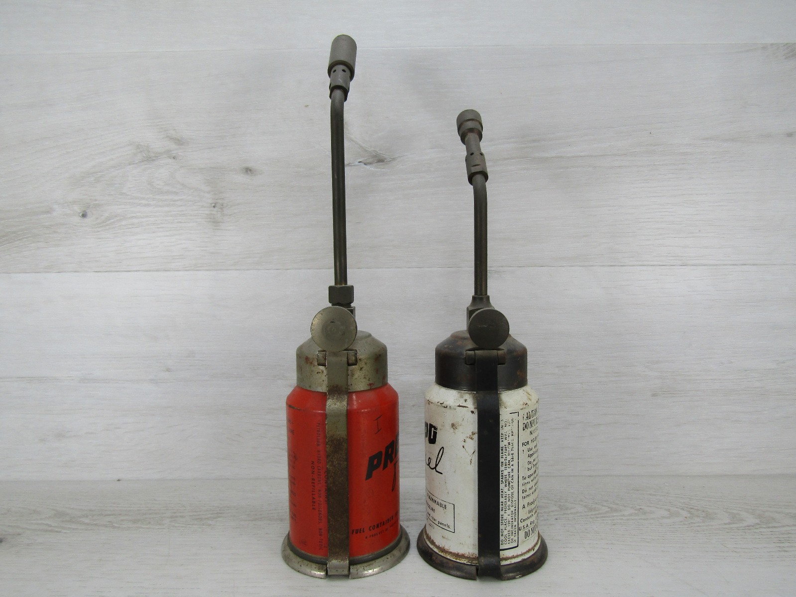 Vintage Prepo LP Gas Blow Torch 690 & 1759 Fuel Can Collectible Tool USA Red Wht