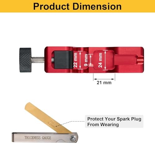 Spark Plug Gap Tool Universal with 32 Blades Steel Feeler Gauge, Red