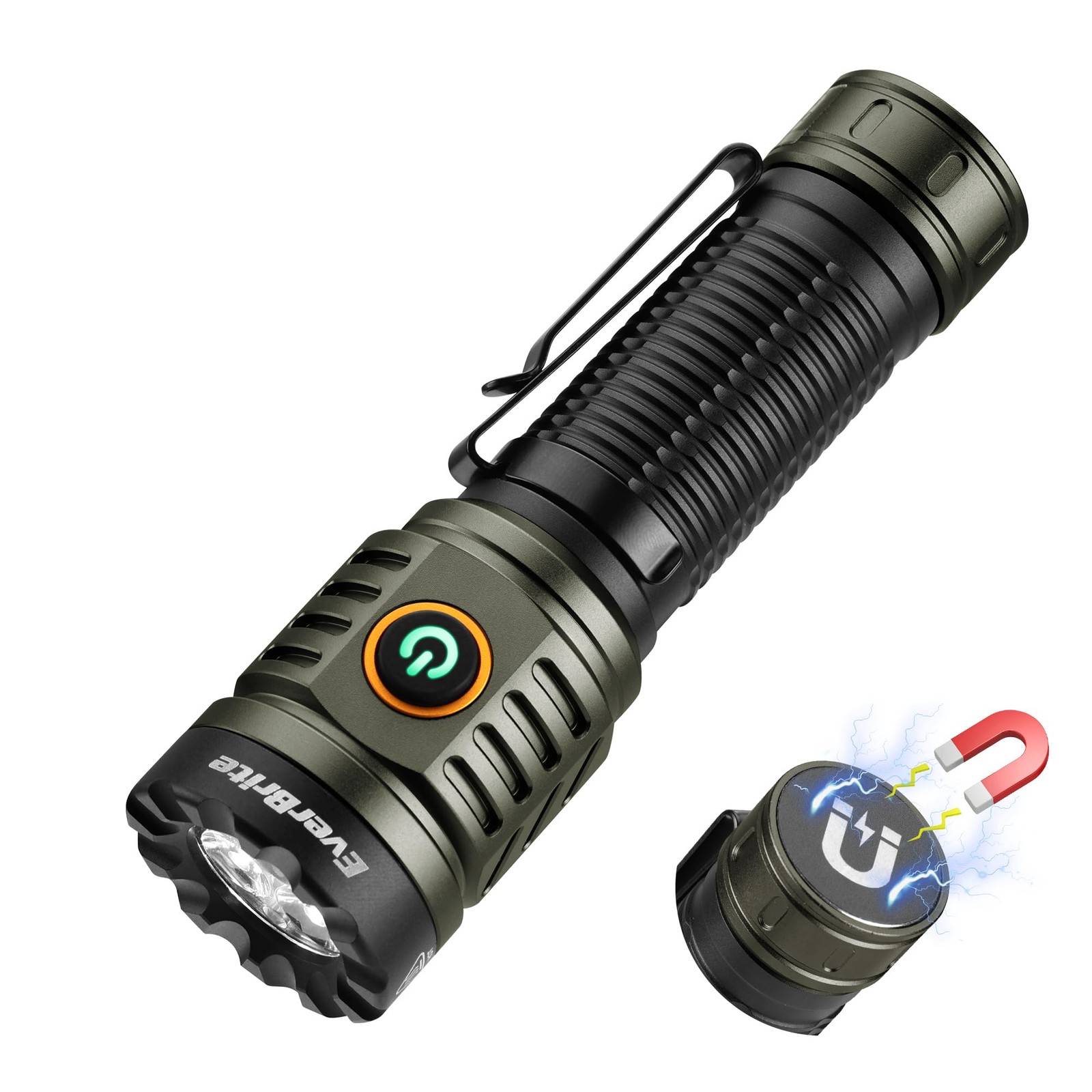 EverBrite 2000LM Rechargeable LED Flashlight with Magnetic Small, Black