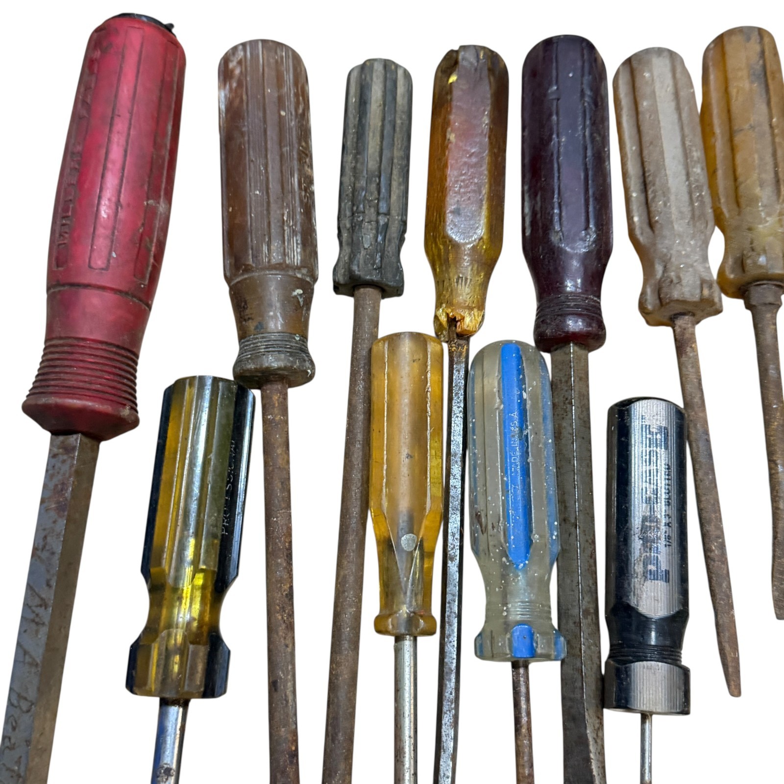 Vintage Screwdriver Lot 42 Mixed Flathead Phillips Wood Plastic Handles