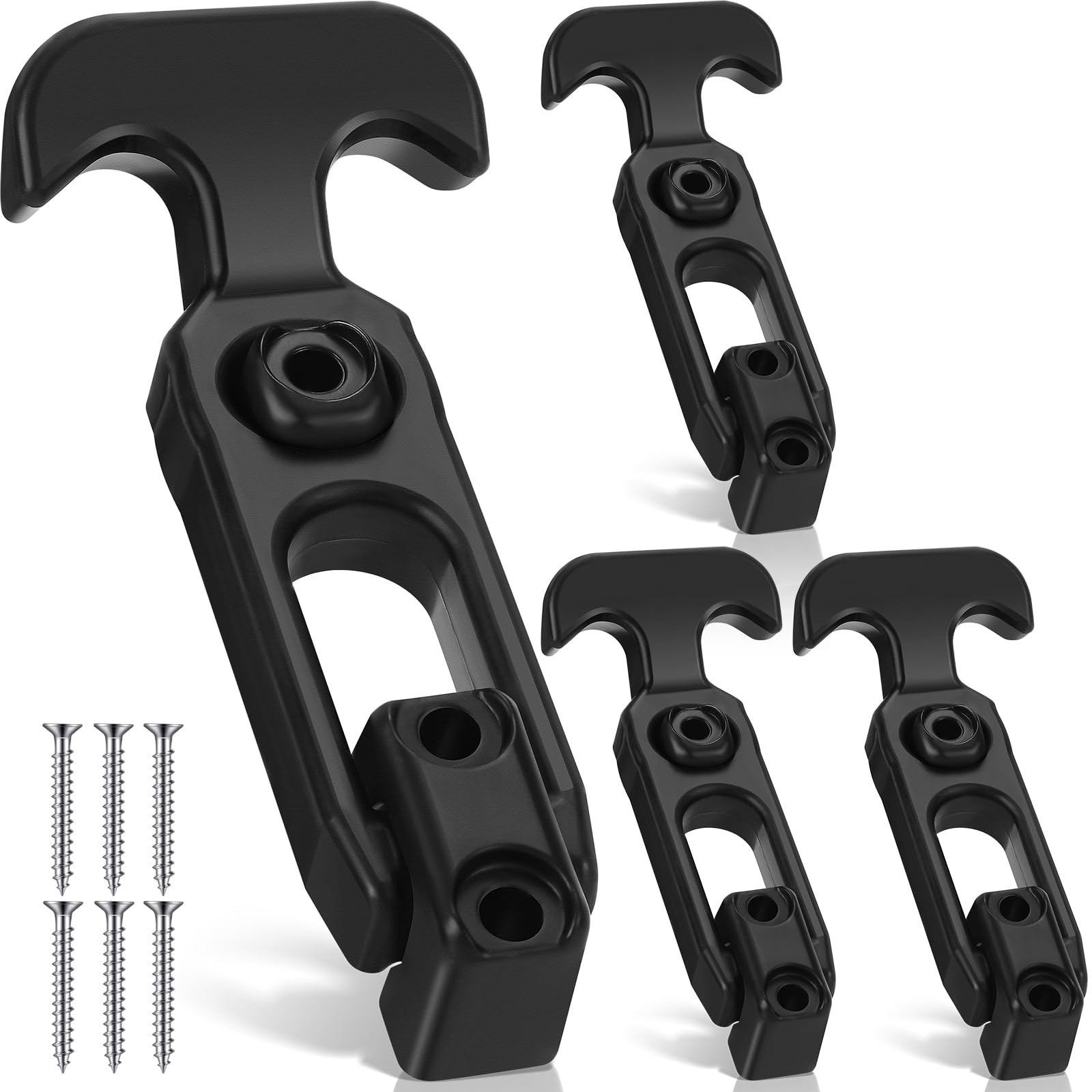 Mudder 4 Pcs Flexible Rubber Draw Latch T Handle Hasp Black