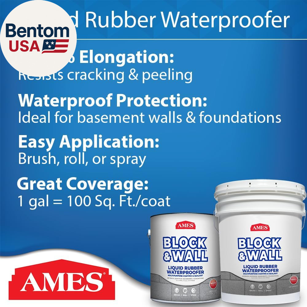 Block & Wall™ Liquid Rubber Waterproofer Multi-Purpose Coating & Sealant – 1 Gal