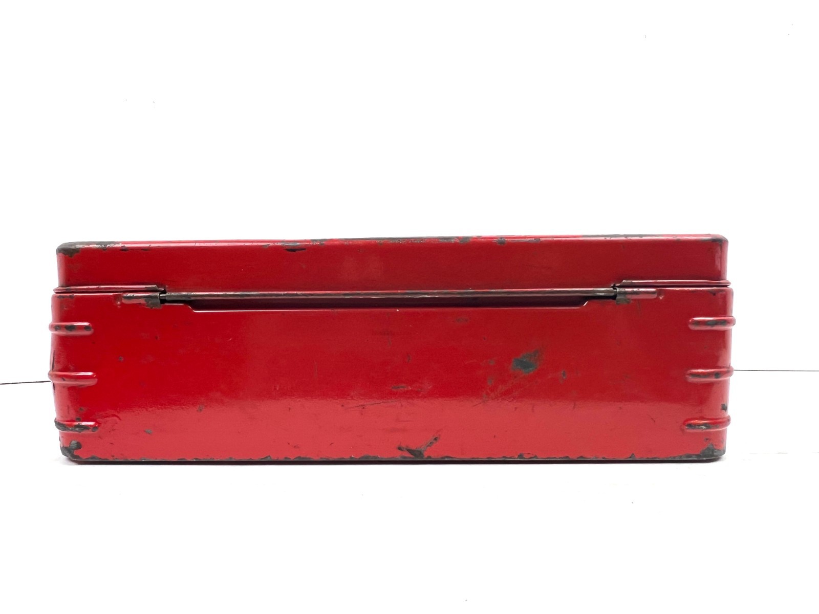 Vtg 1940s Red Metal Tool box Little Pal Handy Kit Art Deco Tool Box Salvage