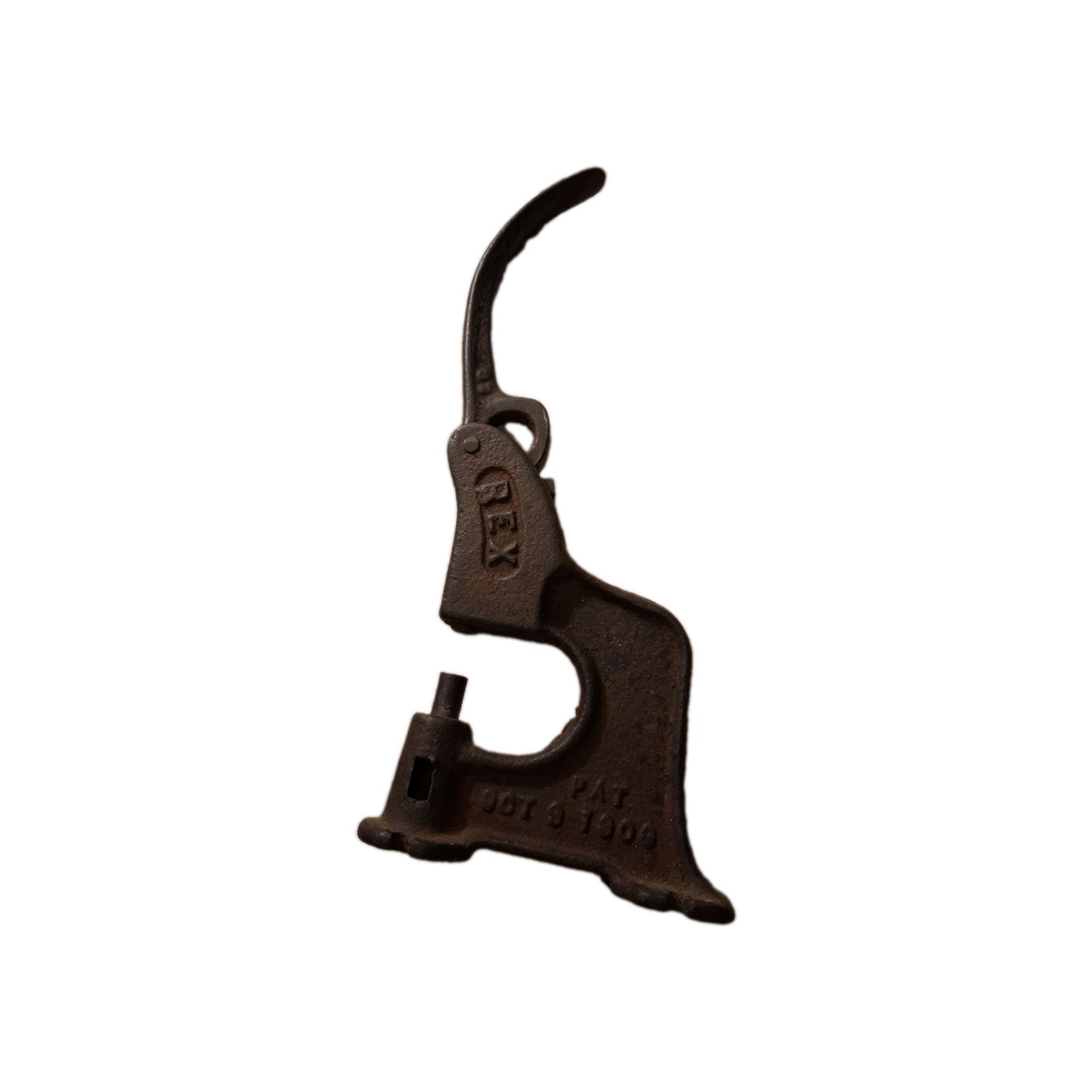 Antique REX No 27 Cast Iron Hand Rivet Press Leather Tool 1900 As Is