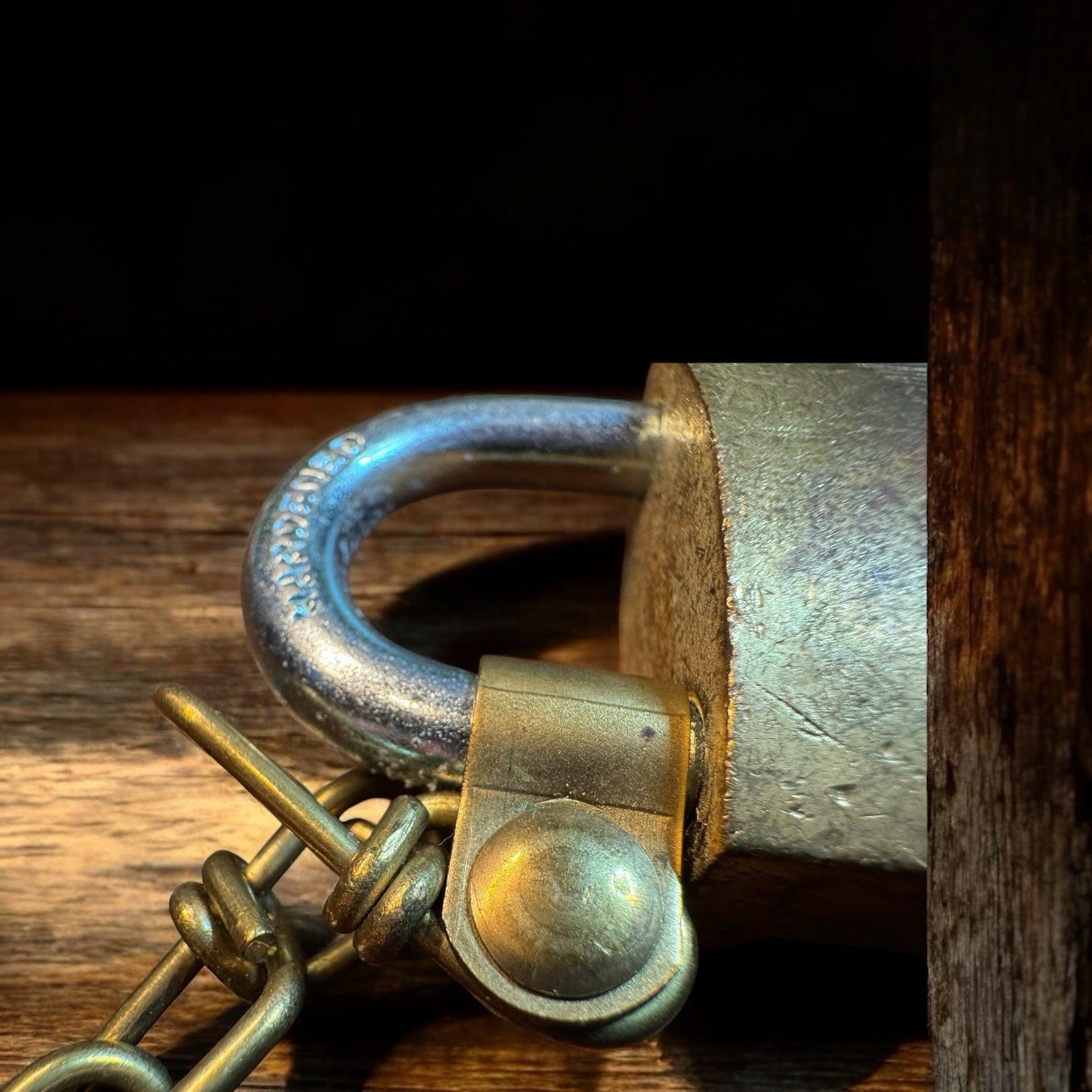Vintage US Military Brass Padlock w/ Chain – American Lock Co. Hardened Shackle