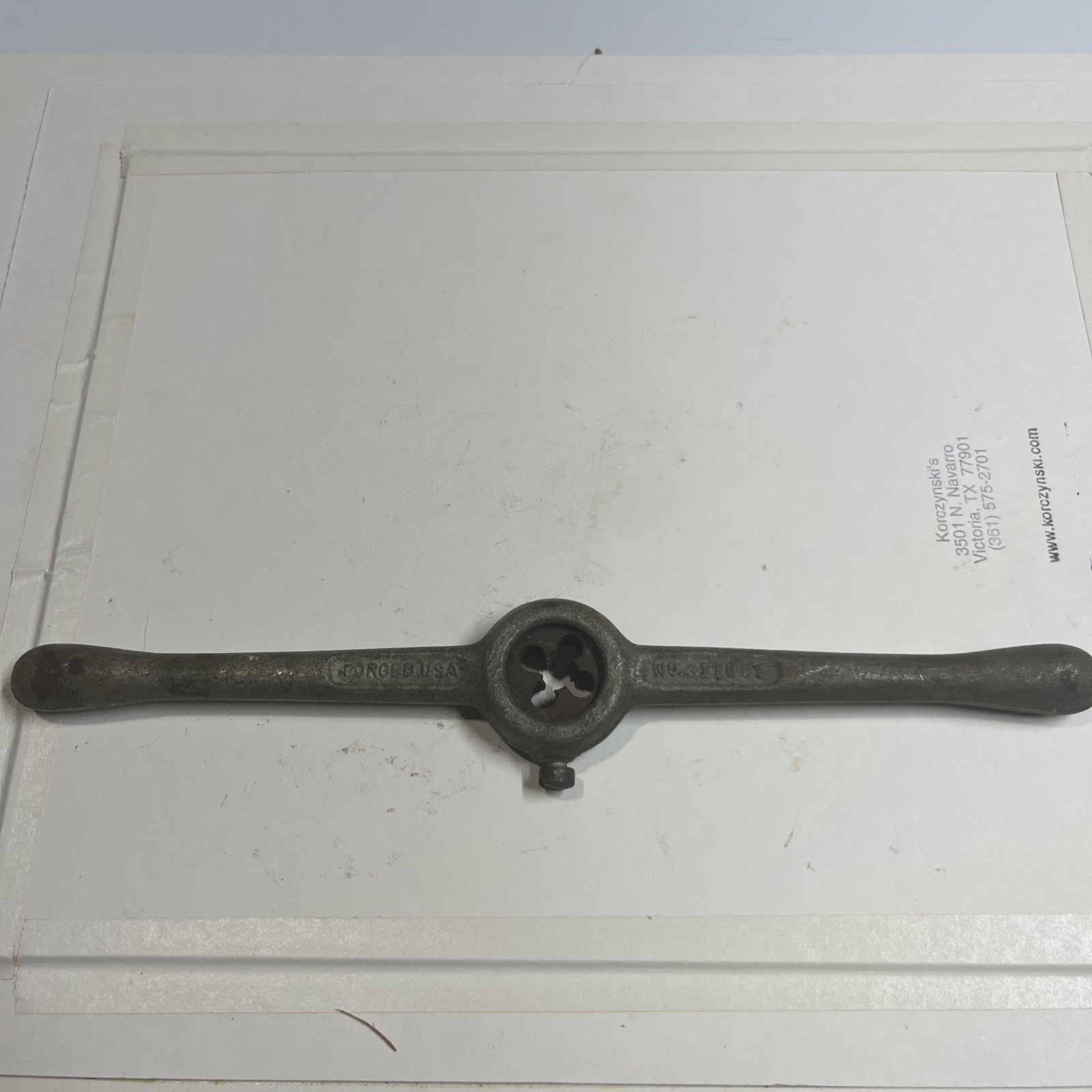 Die Handle 8 5/8″ Forged USA #311009, Ace Die 1/2″ Vintage Old Hand Tool ⬇️