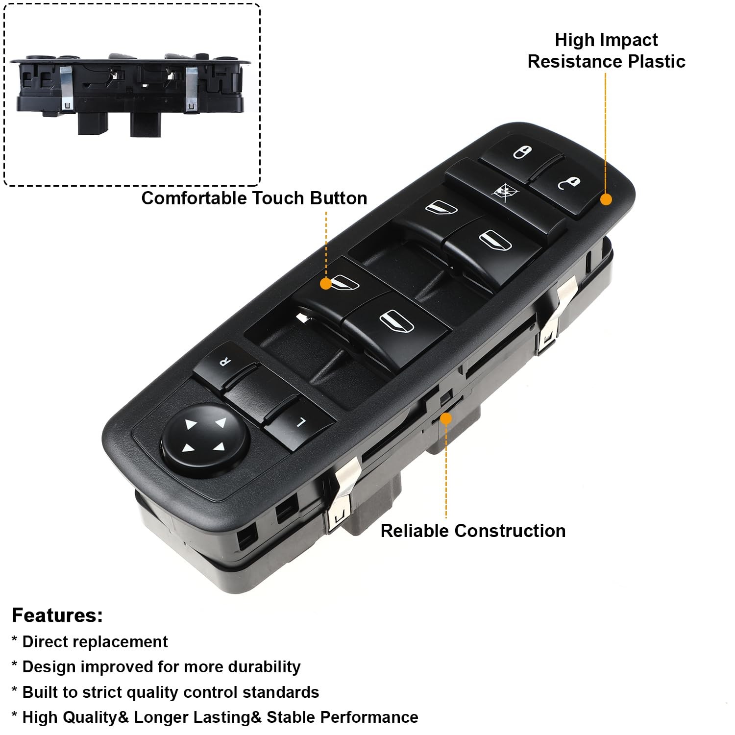 Front Left Driver Side Master Power Control Window Switch for Dodge Black