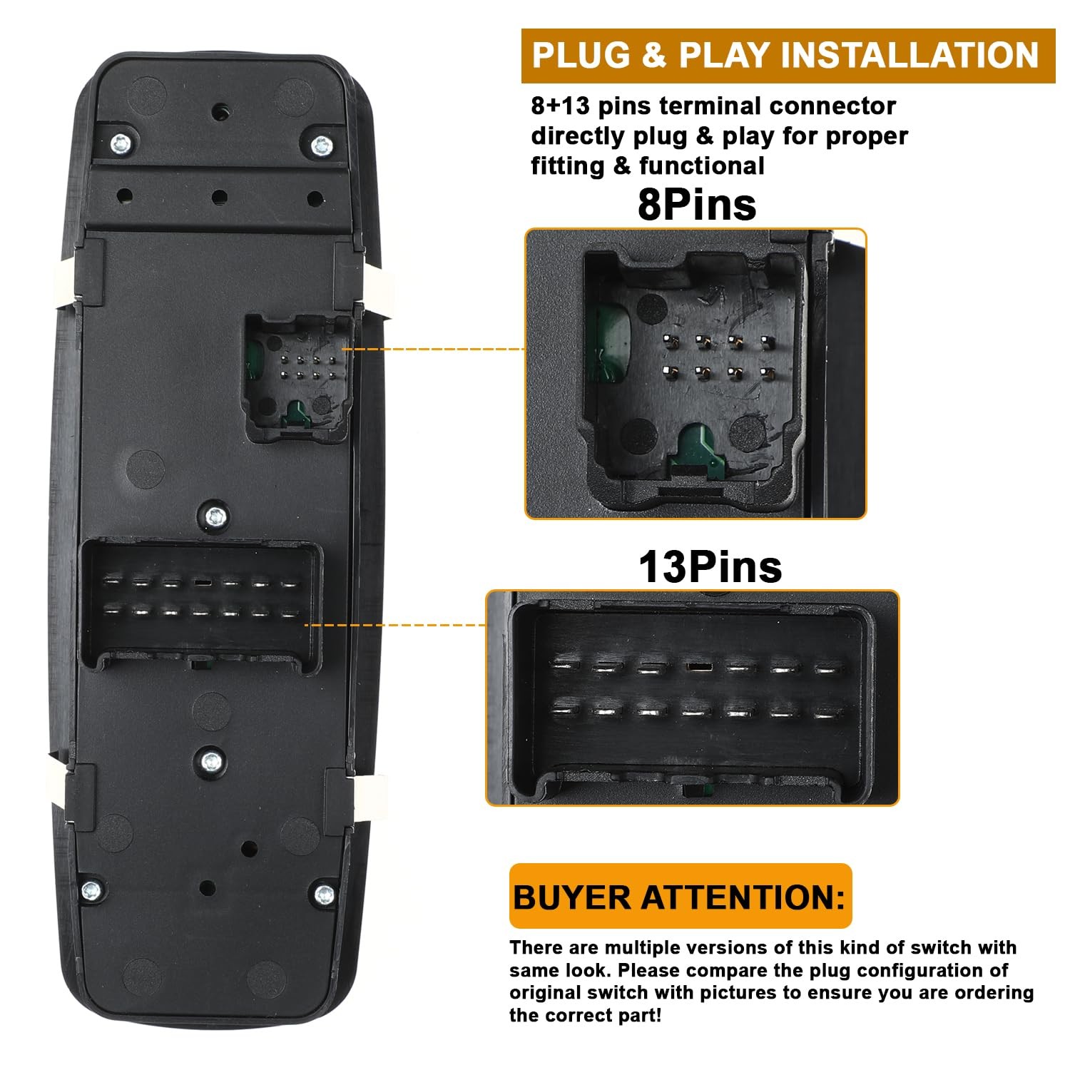 Front Left Driver Side Master Power Control Window Switch for Dodge Black