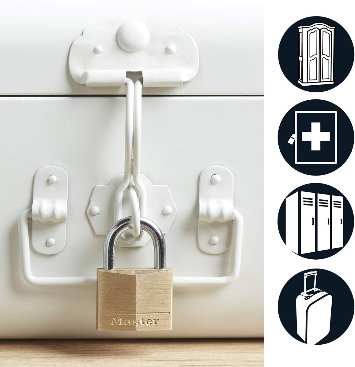 Master Lock 140D Solid Brass Padlock with Key, 2 Pack, Alike, 2 Count