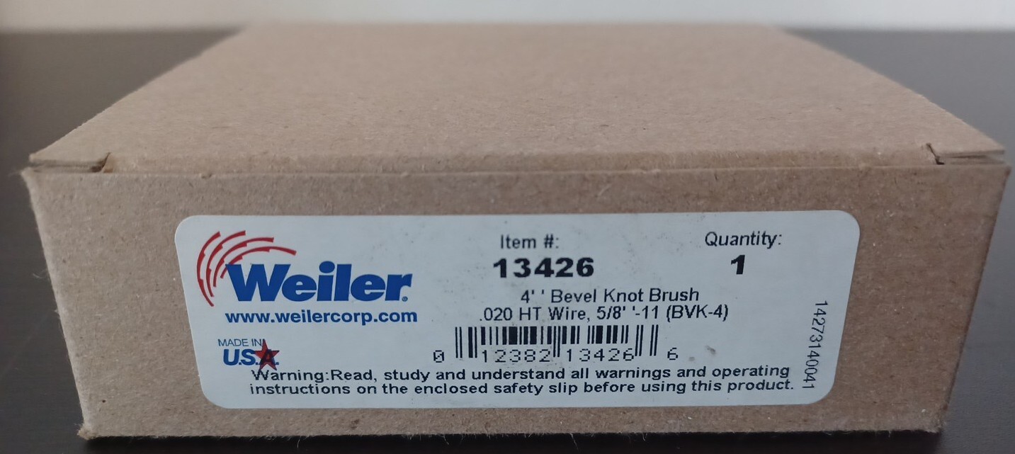 WEILER (13426) Bevel Knot Brush 4″, .020″ HT Wire 5/8″-11 Bvk-4