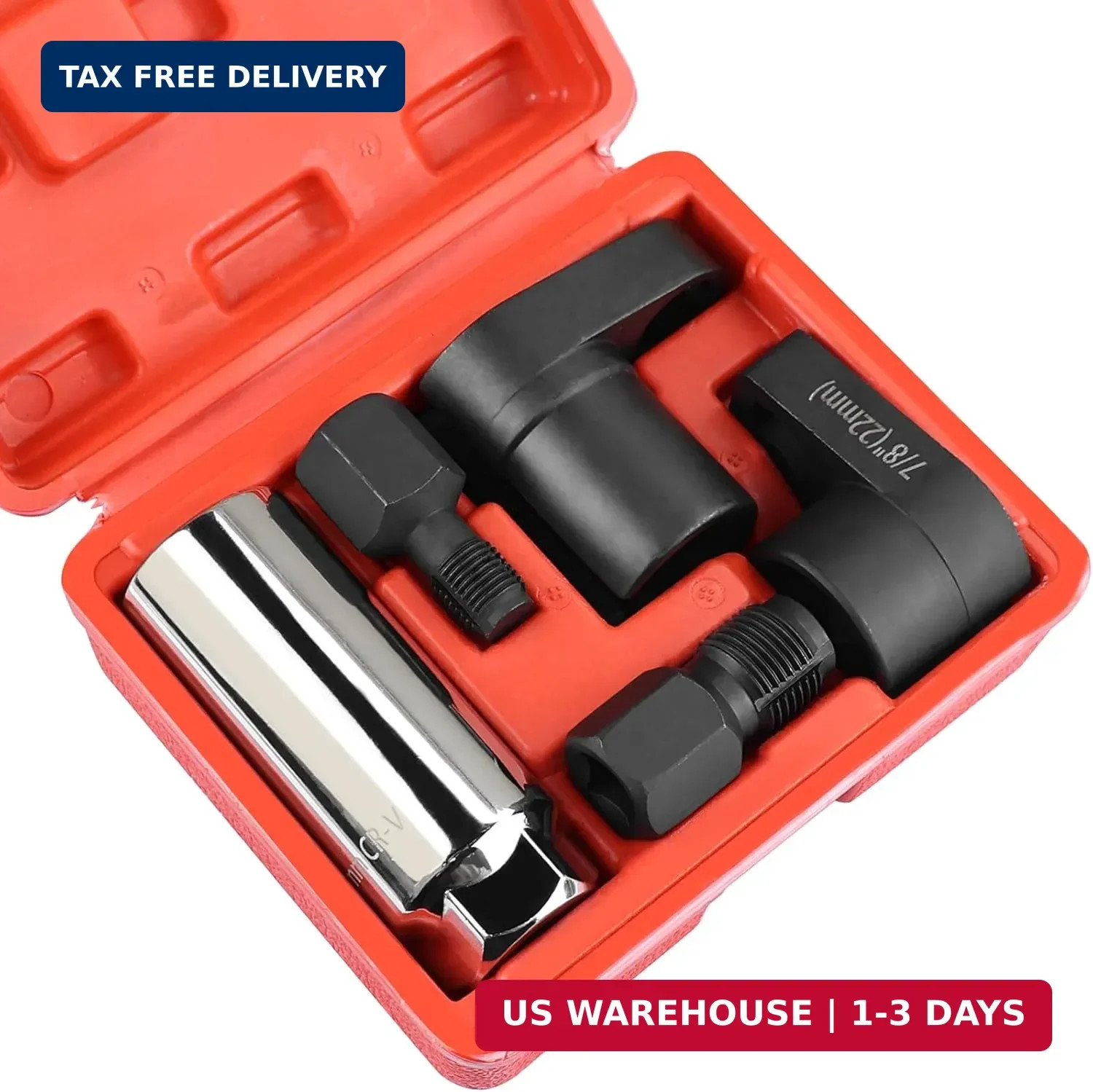 5PCS O2 Oxygen Sensor Socket Set, 1/2 & 3/8 in Drive, 7/8 in (22mm), Premium Rem