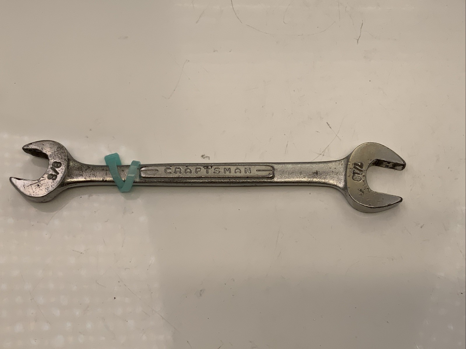 Craftsman Open End Wrench -V- Series, 3/8” X 7/16”, 5-1/2”, USA – Light Blue