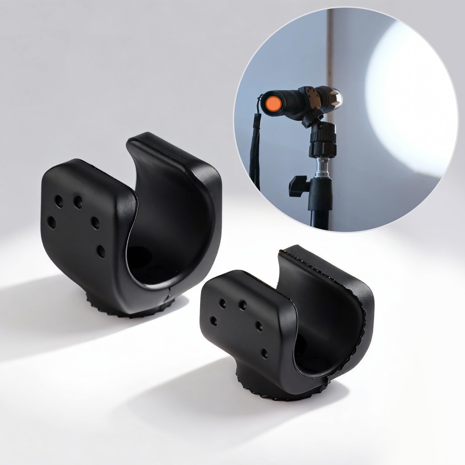 Vagocom 10Pcs Universal Flashlight Holder with Screws,Torch Mounting Black