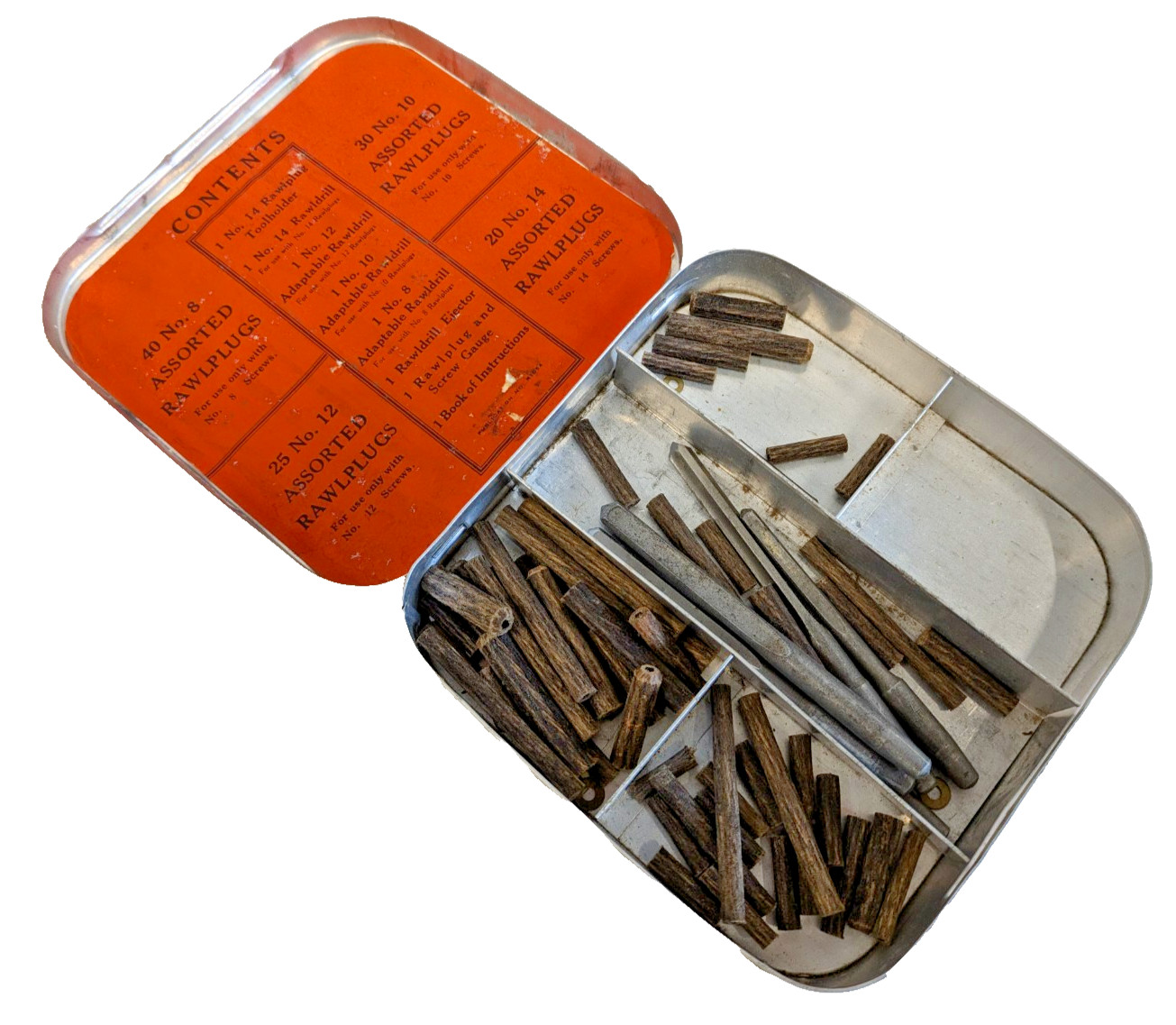 Vintage Collectors Rawlplugs Tin With Original Contents Collectors Item Drills
