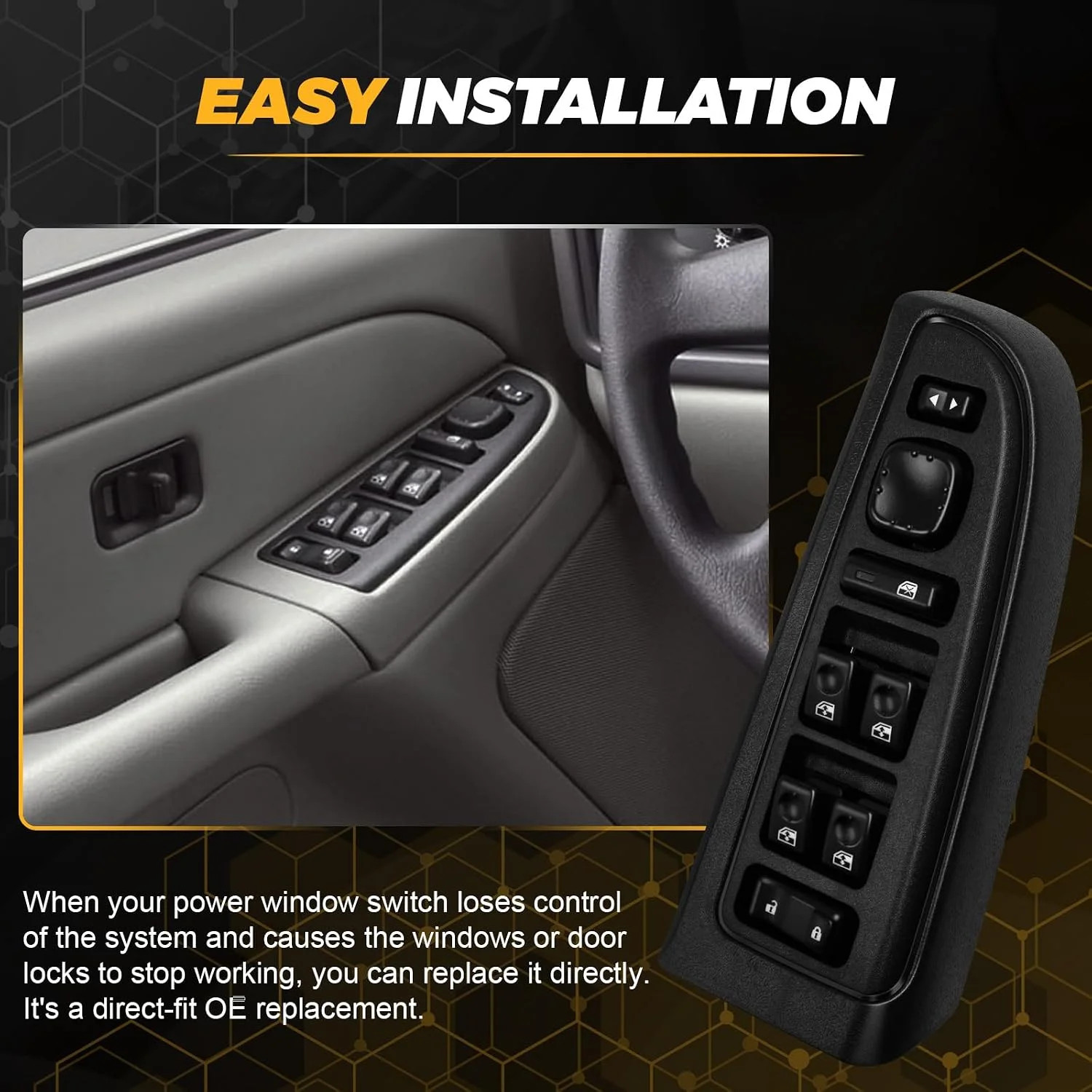 15883323 Front Driver Side Master Power Window Switch & Bezel Assembly Fit for 2