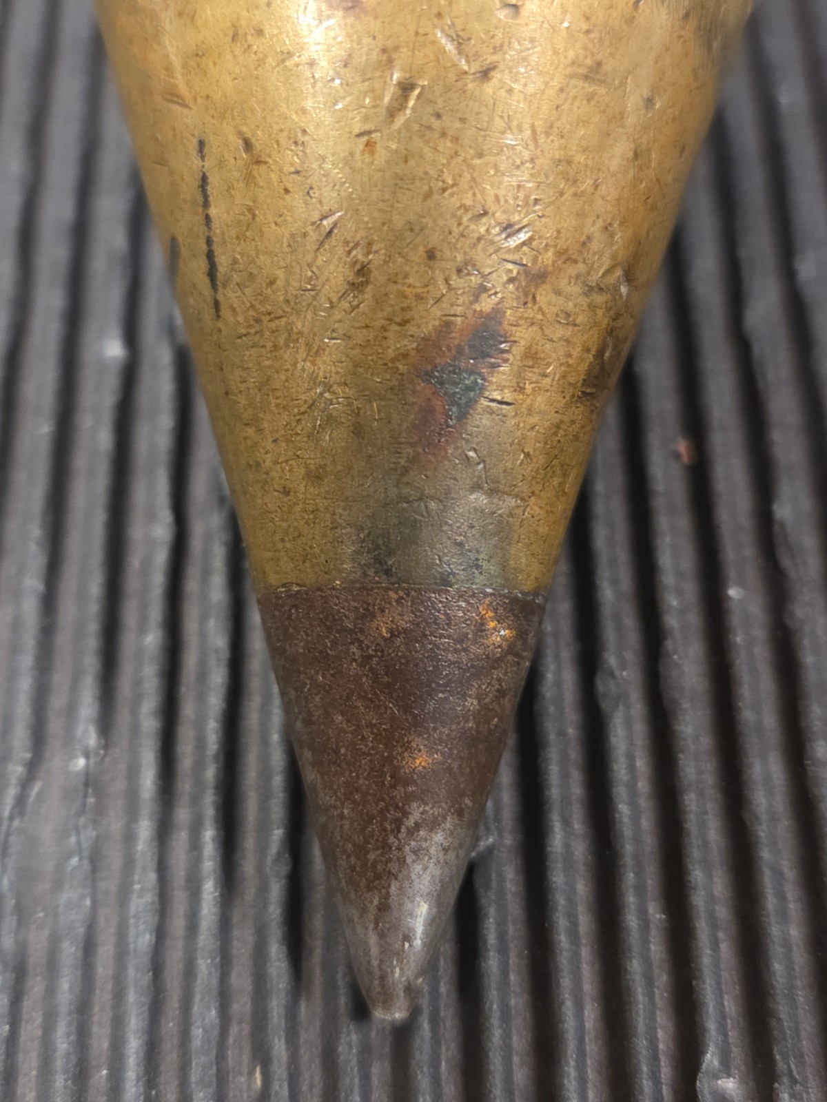 Antique Brass Plumb Bob Turnip Figural Plumb Bob Steel Tip 11 Ounces