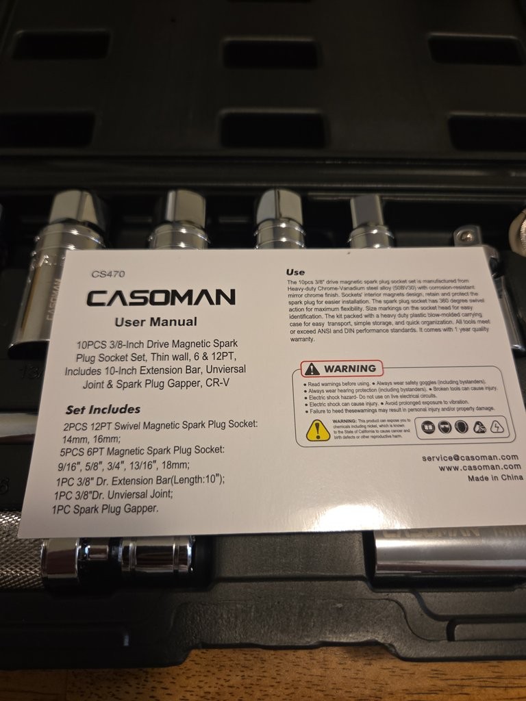 Casoman 10-Piece 3/8-Inch Drive Magnetic Spark Plug Socket Set