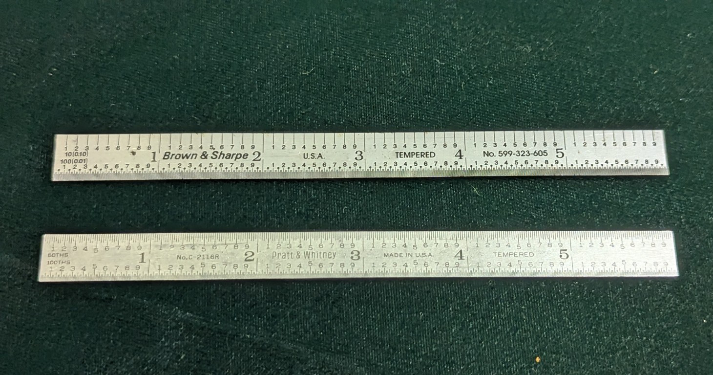 Pratt & Whitney, Brown & Sharpe 6″ Advertising Rulers – Tempered USA Made 2 pcs