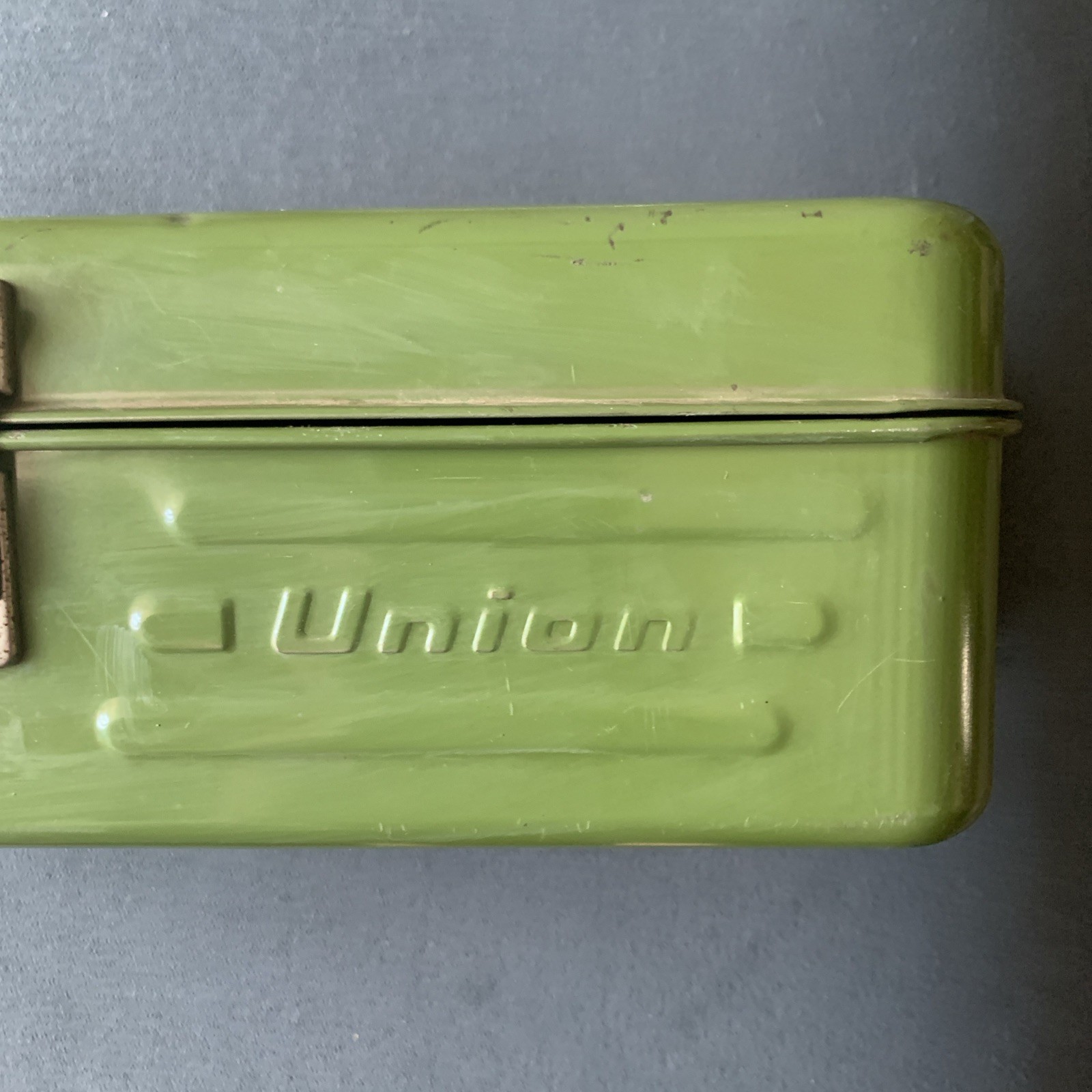 Union Steel Metal Tool Box w/ Latch Olive Green Utility Chest
