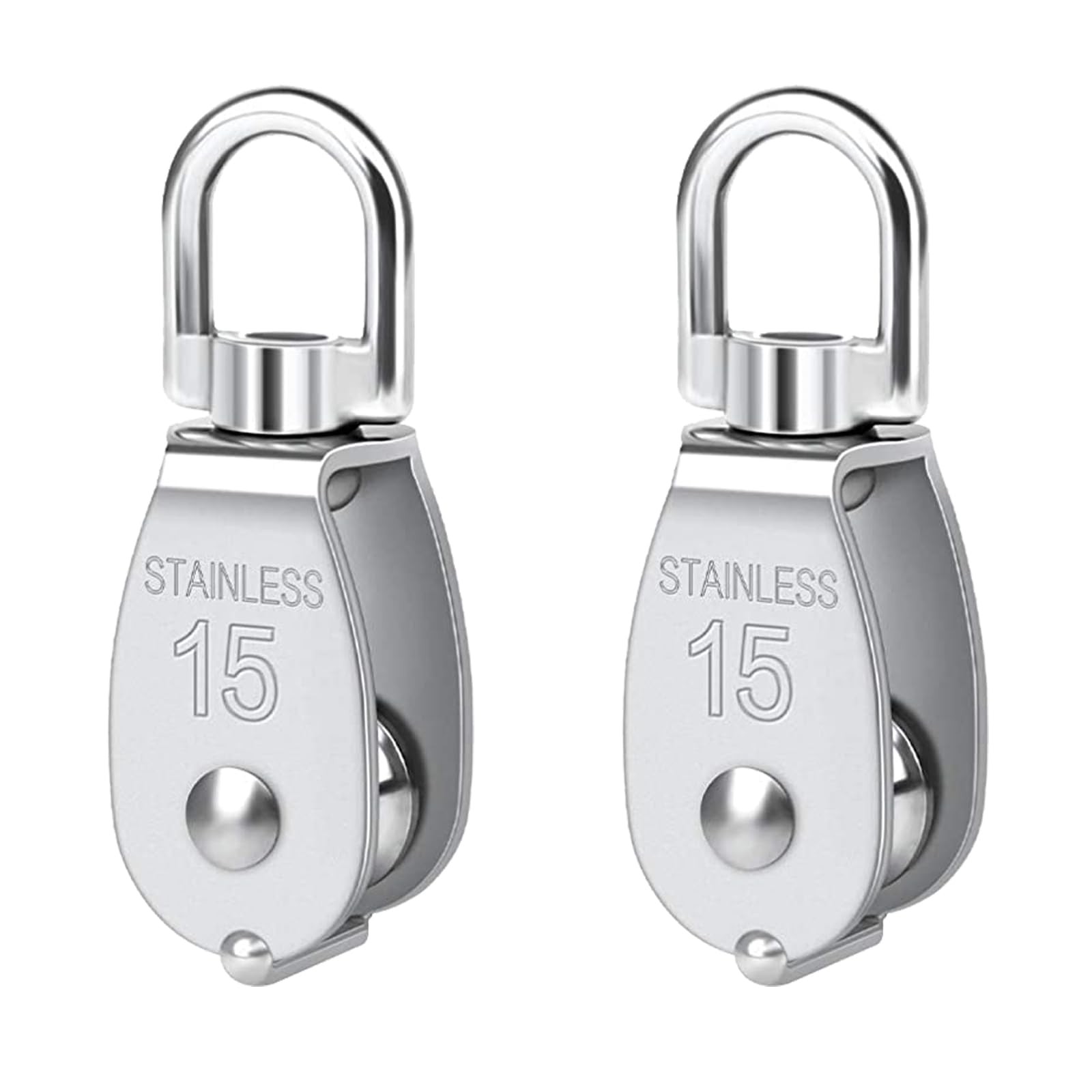 Twours Pulley 304 Stainless Steel Single Block M15 Small M15, 2PCS