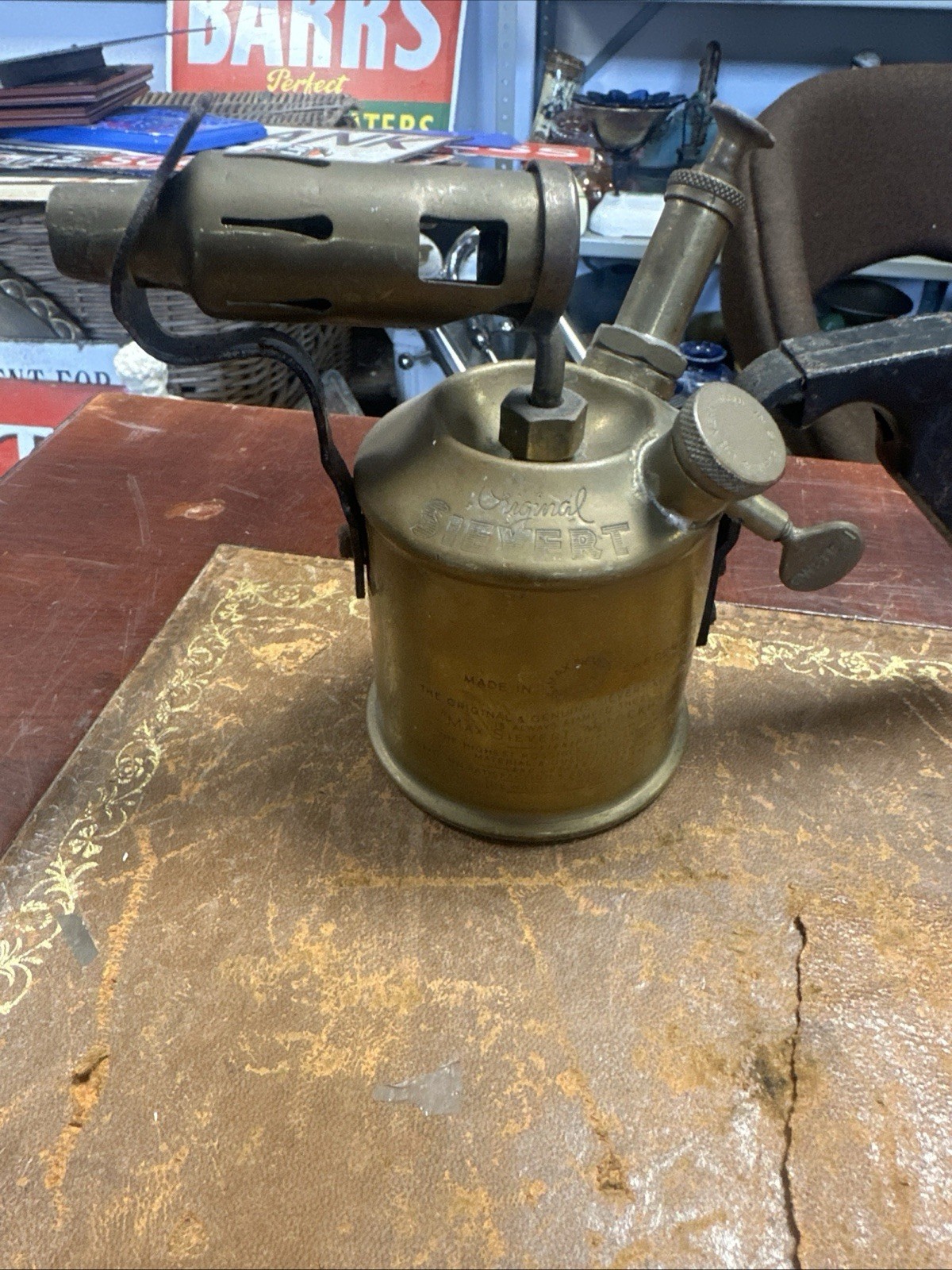 Vintage Original Max Sievert Made In Sweden Brass Blow Torch 24x16cm