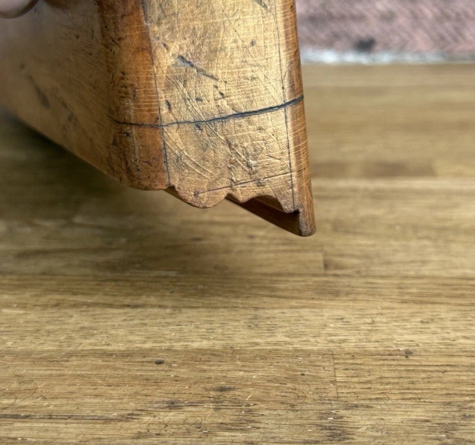 Antique French 1 1/8” Cove & Ovolo Wooden Moulding Plane Complex Vintage Tool