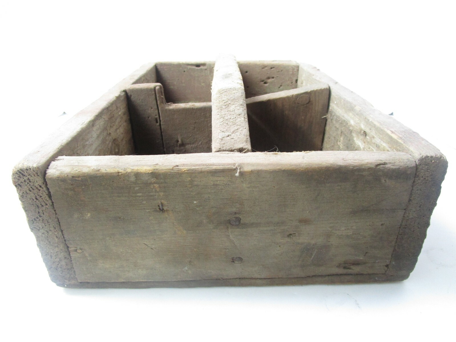 Antique Wood Toolbox Hardware Fence Supplies Repair Fixing Divided Carry Box