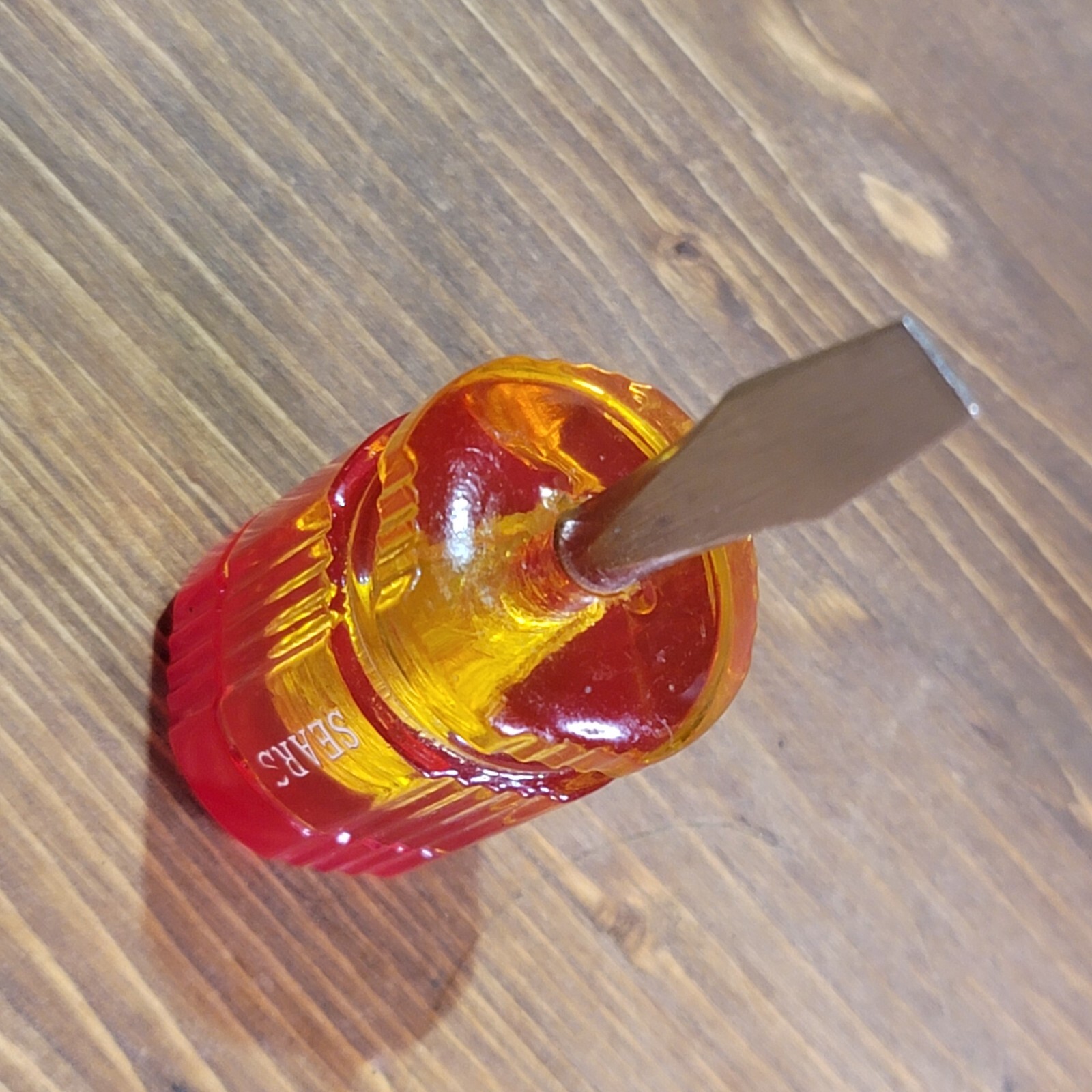 Vintage Sears Stubby Flat Head Slotted Screwdriver Red/Yellow Great Condition