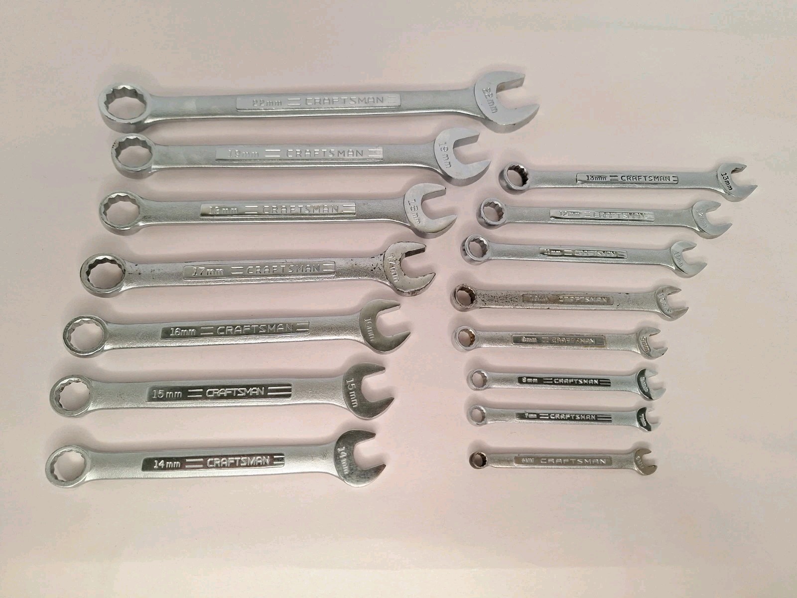 Vtg Craftsman USA 15pc Metric Combination Wrench Set V/VV 22mm-6mm (F06)