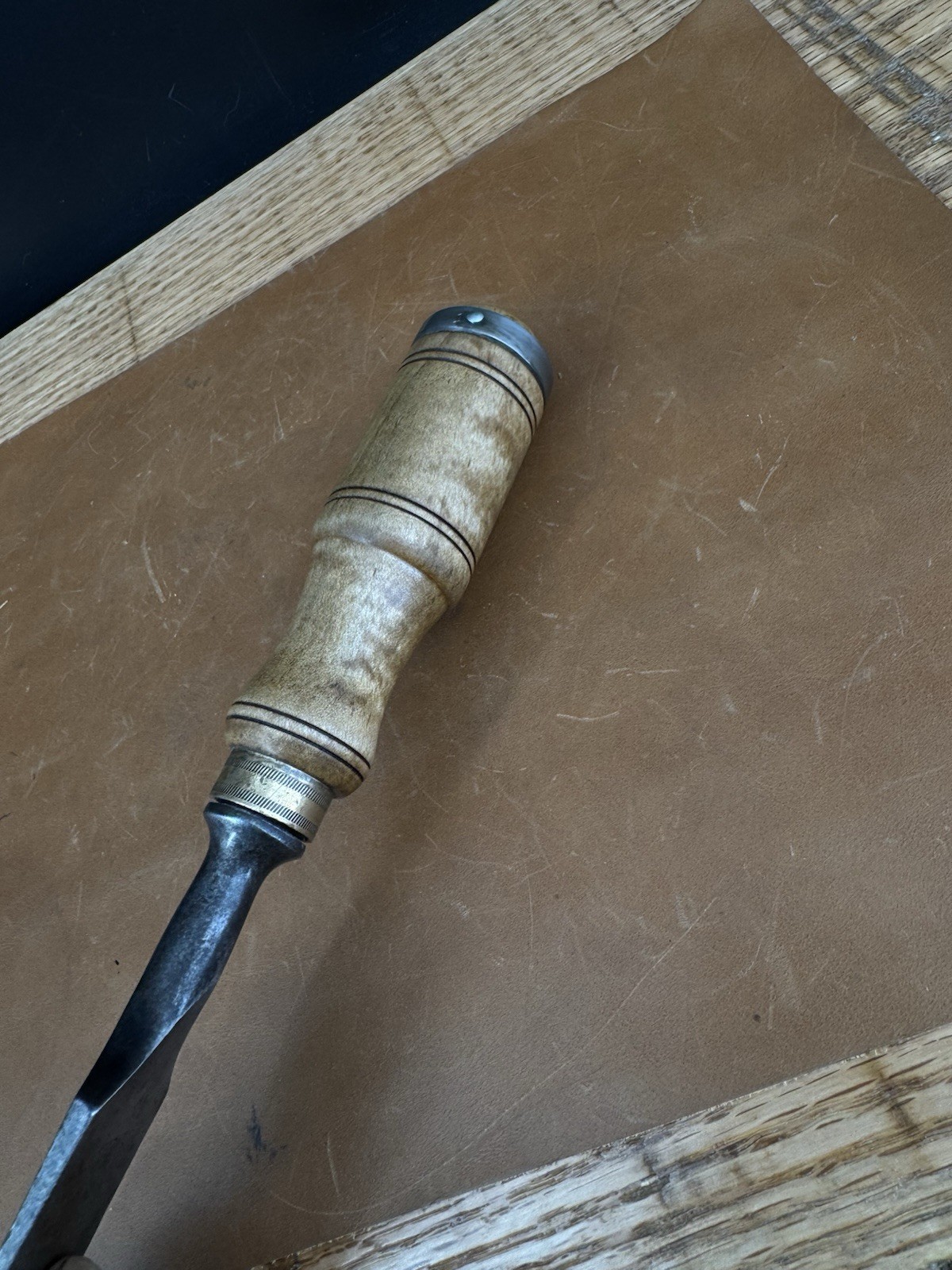 Vintage E.A BERG ESKILSTUNA 1-1/4″ Butt Chisel, Restored w/Curly Maple Handle!