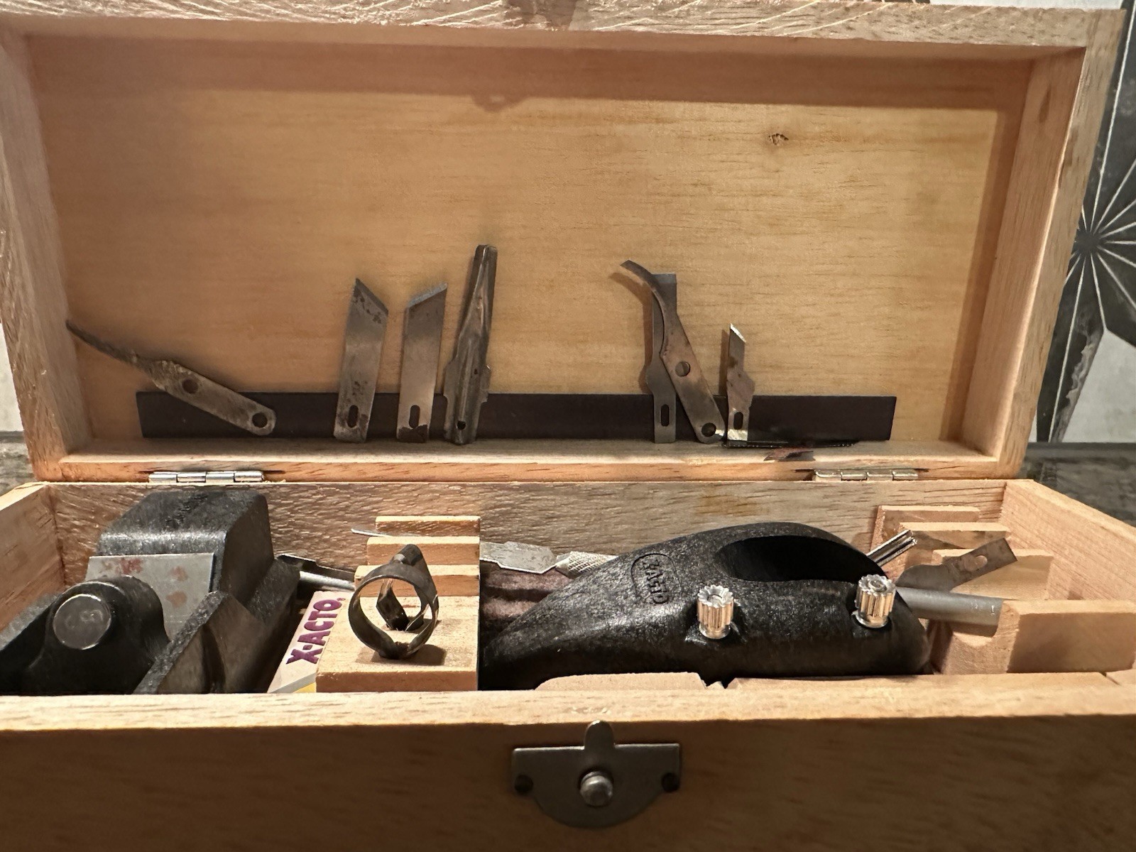 Vintage Lot Of 2 X-acto Knife Set W/ Original Wooden Box