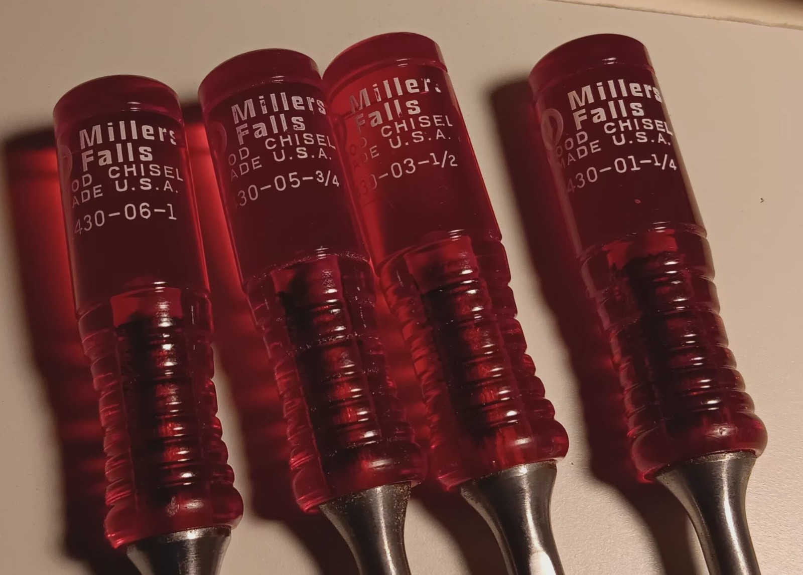 Vintage Miller’s Falls 4 – Piece wood chisel set Model #1434C