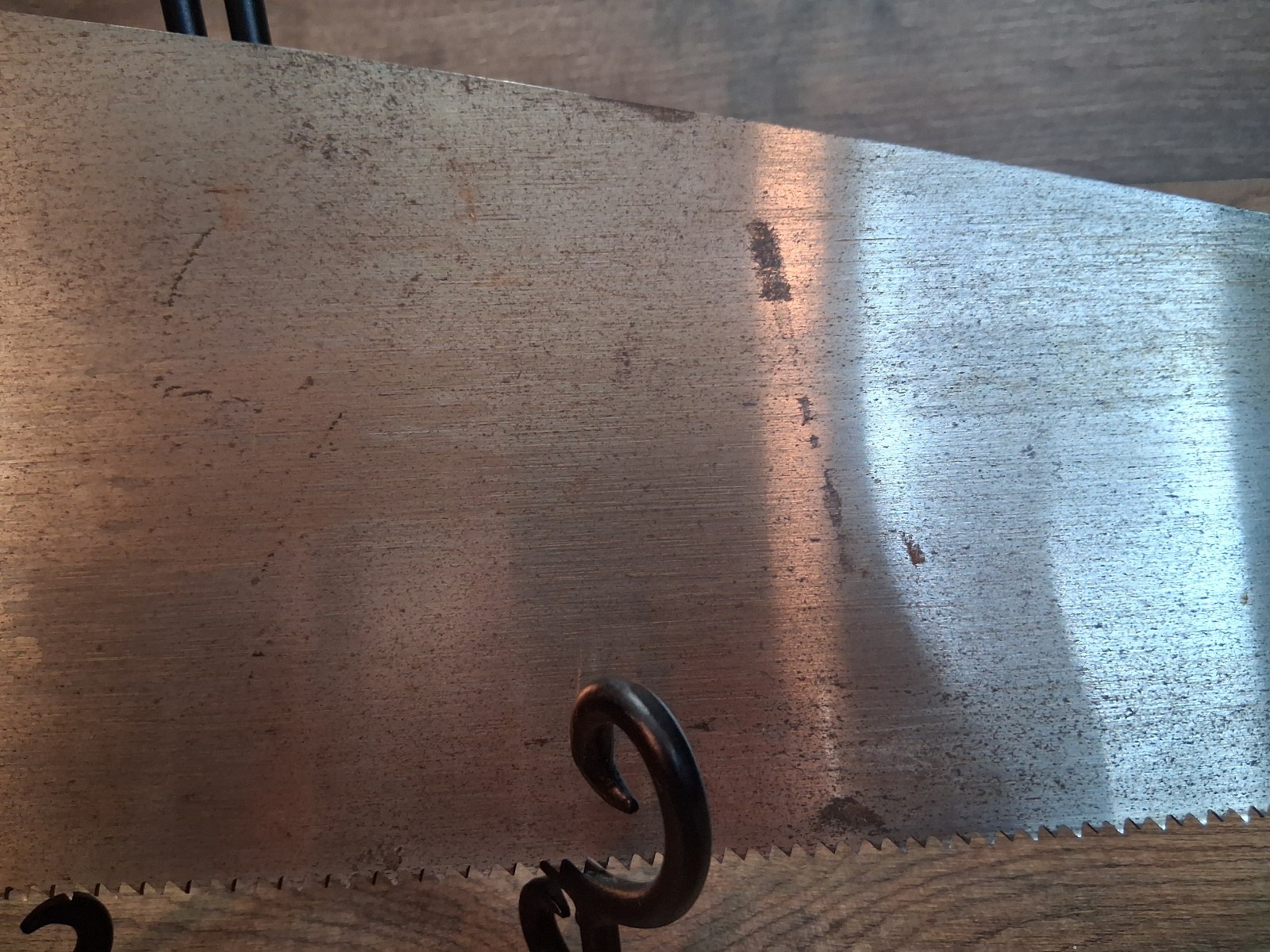 Disston D-111 Circa 1960 Black Nylon Handle Etched Saw 26″