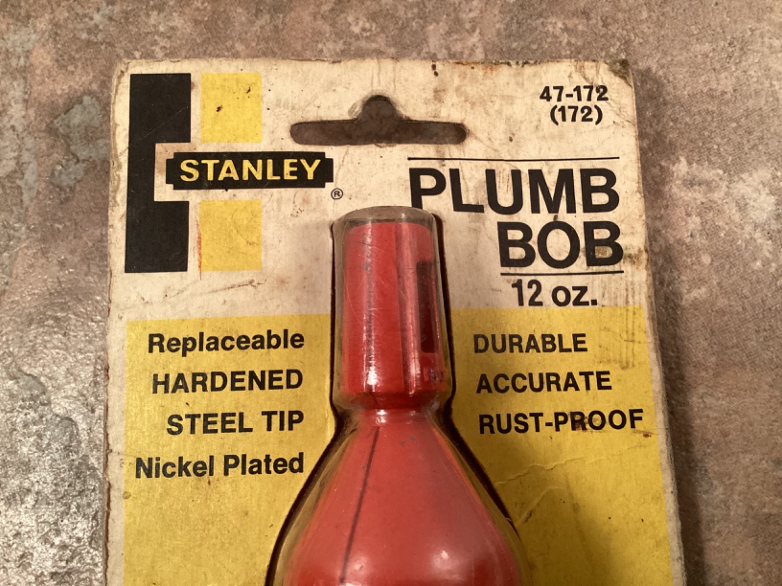 Vintage Stanley Plumb Bob NOS 12 0z. #47-172 Rust-Proof Steel Tip Accurate USA