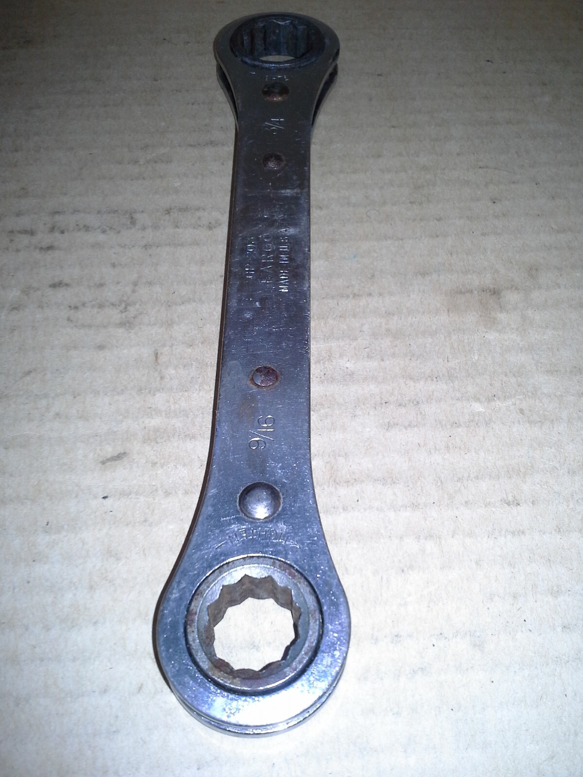 VTG. Fargo GP-203 3/4 to 9/16 12 Point Combination Ratcheting Wrench. Working