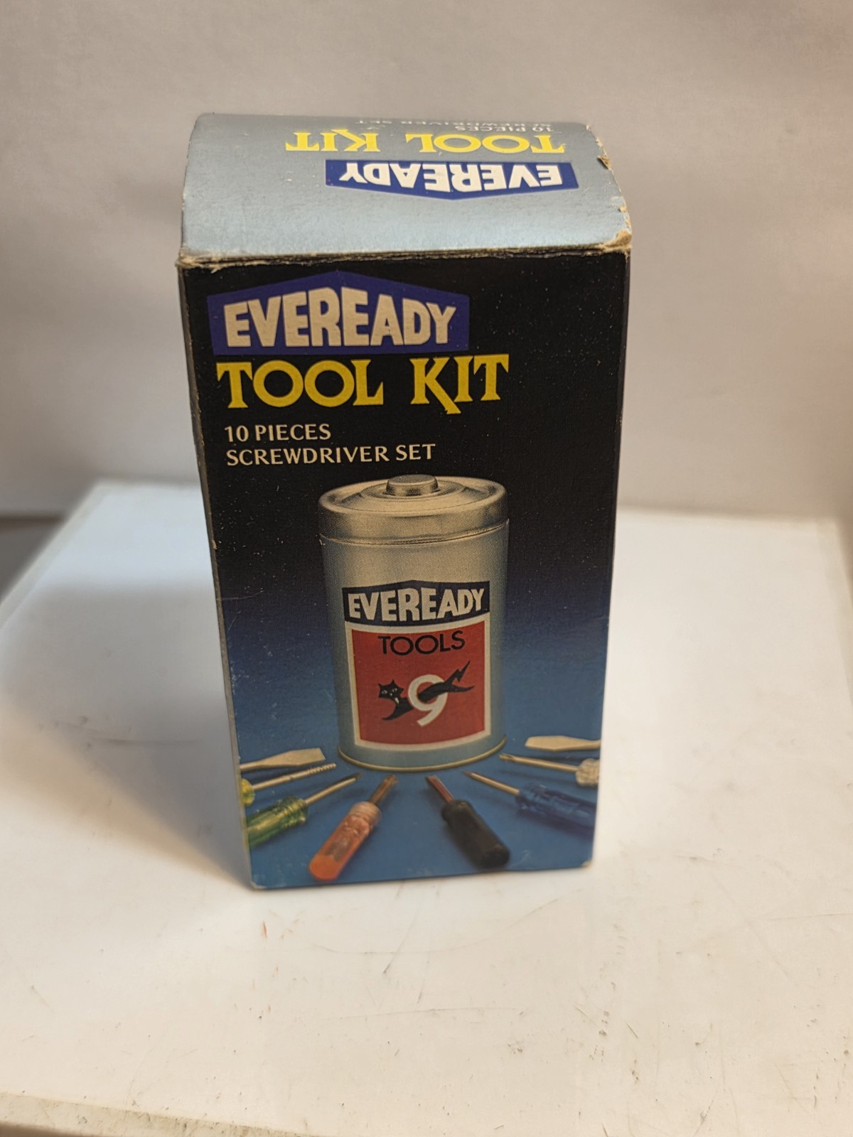 VINTAGE EVEREADY TOOLS MINI SCREWDRIVER SET TIN CAN COMPLETE 80’s Original Box