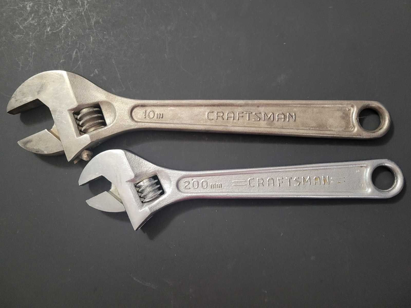 Vintage Craftsman 8″& 10″ Adjustable Wrench Set Made in USA 9-44604, 44603 WF