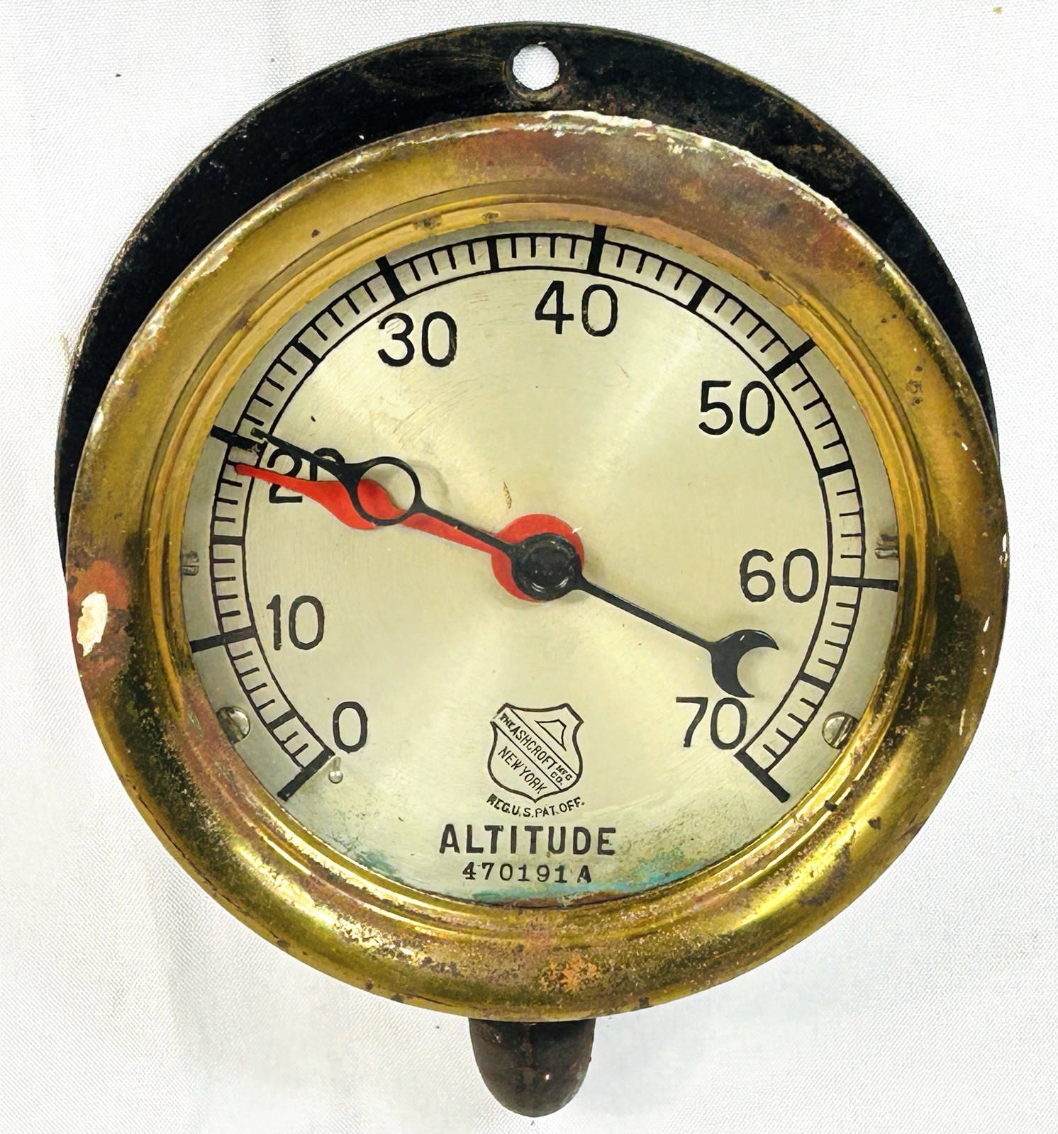 Vintage Ashcroft New York Brass Altitude Pressure Gauge Steampunk Industrial