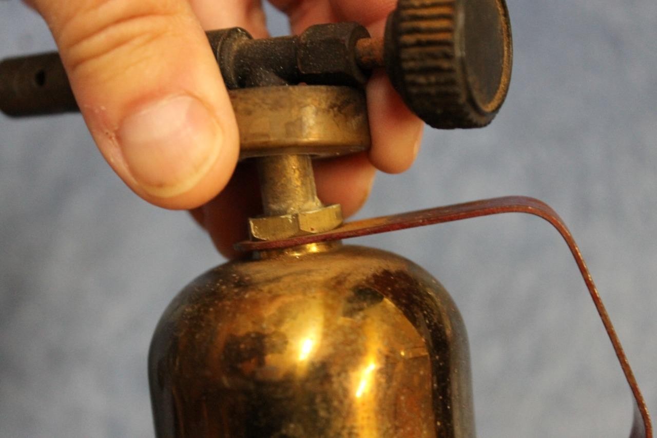 Vintage Lenk Alcohol BLOTORCH Brass Blow Torch Gasoline 5-5/8″ Tall Boston Used