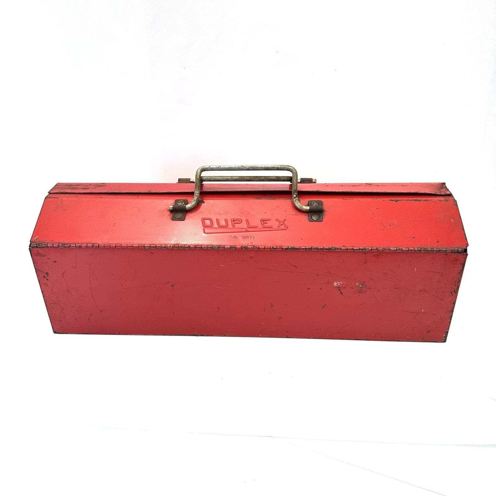 Vintage Duplex Metal Toolbox with Removable Tray 7.5” High x 9″ Wide x 21 Long