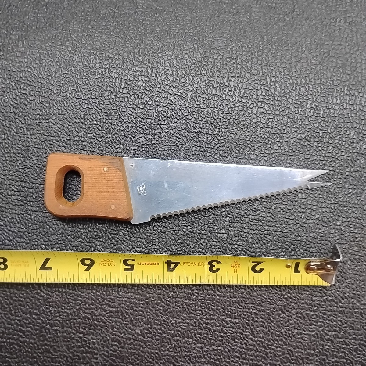 Vintage Mini Stainless Steel Serrated Steak Knife Stye Blade Wood Handle Handsaw