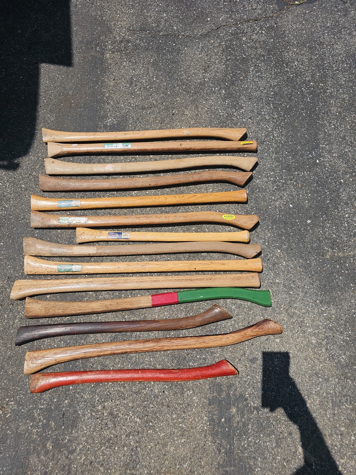 Q90- Lot of antique vintage cutoff axe handles for repurpose