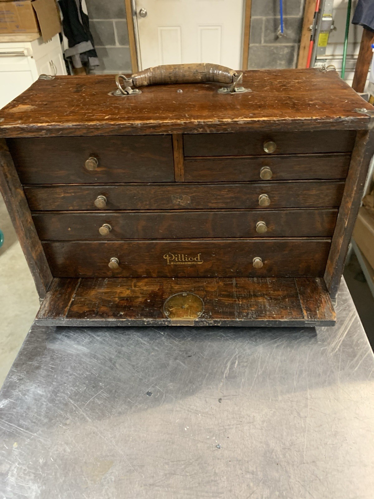 Antique Pilliod Machinist’s Six Drawer Oak Tool Chest-Swanton, Ohio-1916-Box