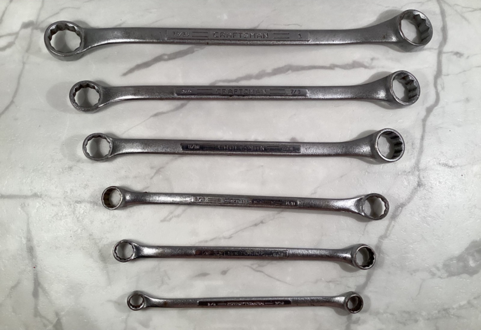 Vtg Craftsman Box Wrench “V” Series Set of 6 SAE Double Box End 12 Point USA EUC