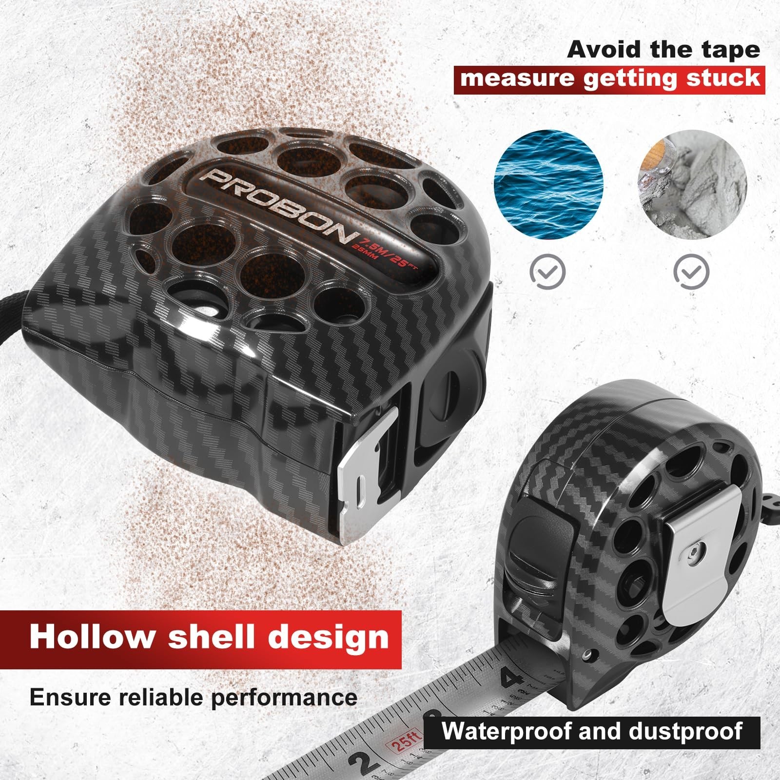 2026 New Black Tape Measure 25FT/7.5M Stainless Steel Measuring Tape with Dou…
