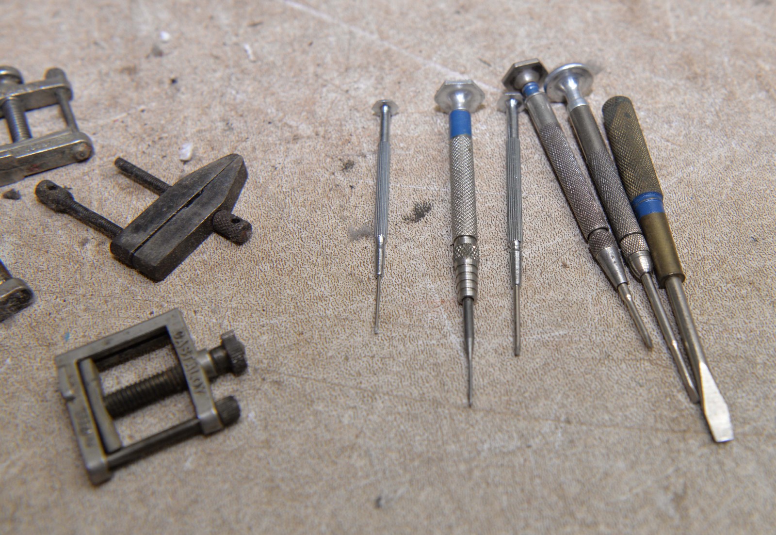 Jewelers watchmaker clamps screwdrivers precision collectible vintage tool lot