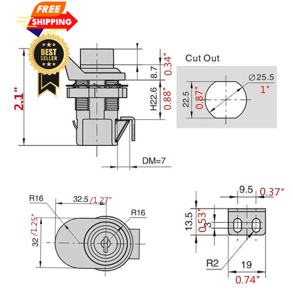 WJSKDQ SZYNLIF Push Button Latch Locks Key Alike for Marine Boat Tool Black