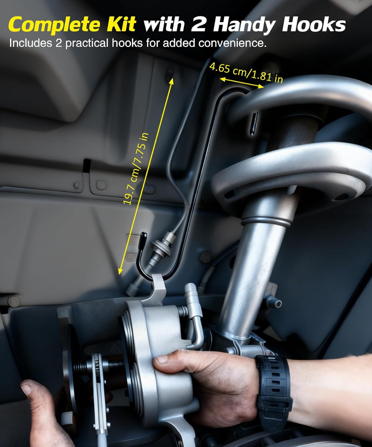 Brake Caliper Compression Tool,360° Swing Ratchet Switch with Additional 2 Pcs L