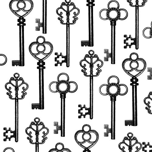 Mixed Set of 30 Large Skeleton Keys – Set of 30 Keys Gunmetal Black